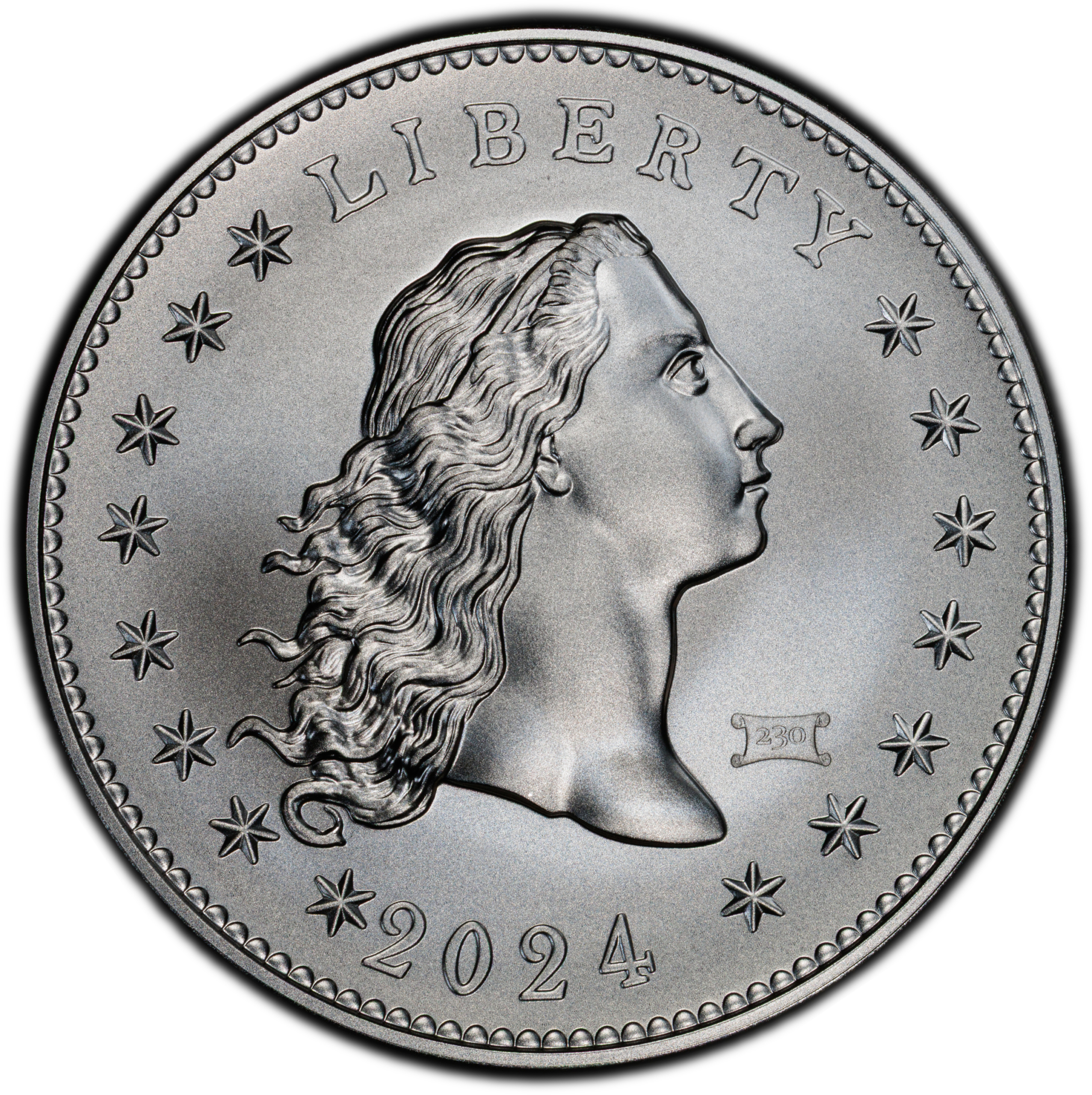 2024 FLOWING HAIR SILVER MEDAL 230 PRIVY MARK PCGS MS70 POP